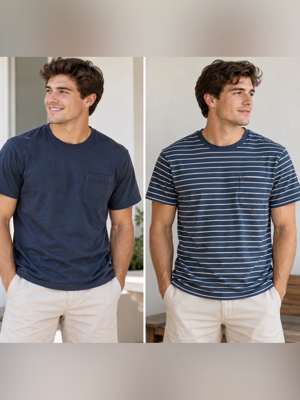 Goodfellow & Co Navy and White Striped Tee Pack Size S